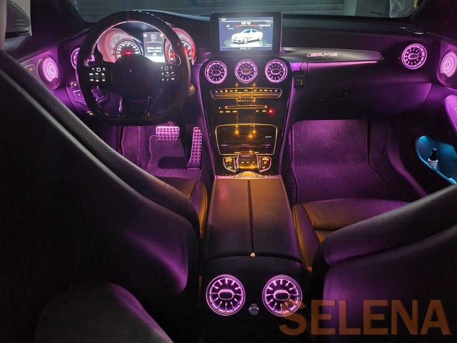 w205 c클래스 카브리올레 신형핸들 64색엠비언트 튜닝 총집합 풀세트!! 장착!!