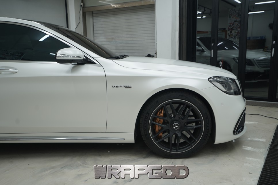 벤츠 S클래스 S63 AMG , 에이버리 사틴 화이트펄 전체랩핑 시공 / 김포 인천 검단 자동차 래핑 전문점 랩갓 WRAPGOD / 김포 양촌읍