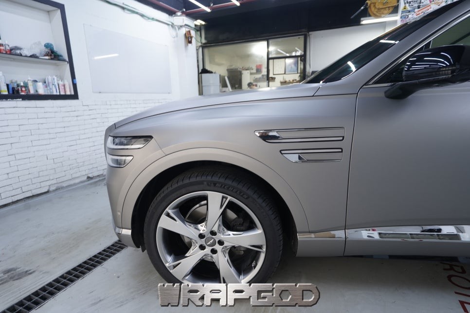 제네시스 GV80 전체랩핑 풀랩핑 3M 무광 메트 그레이 알루미늄 메탈릭 / 김포 양촌읍