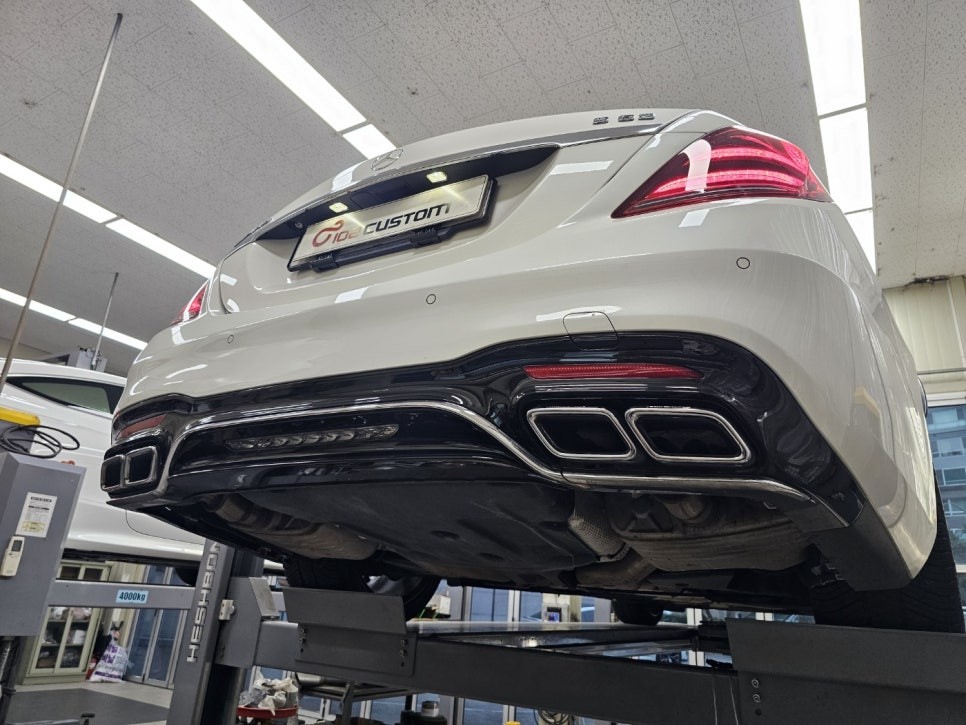 벤츠 S63AMG 배기 튜닝 페이스리프트 중통 엔드 작업으로 사운드 증폭시켰습니다. / 서울 동작