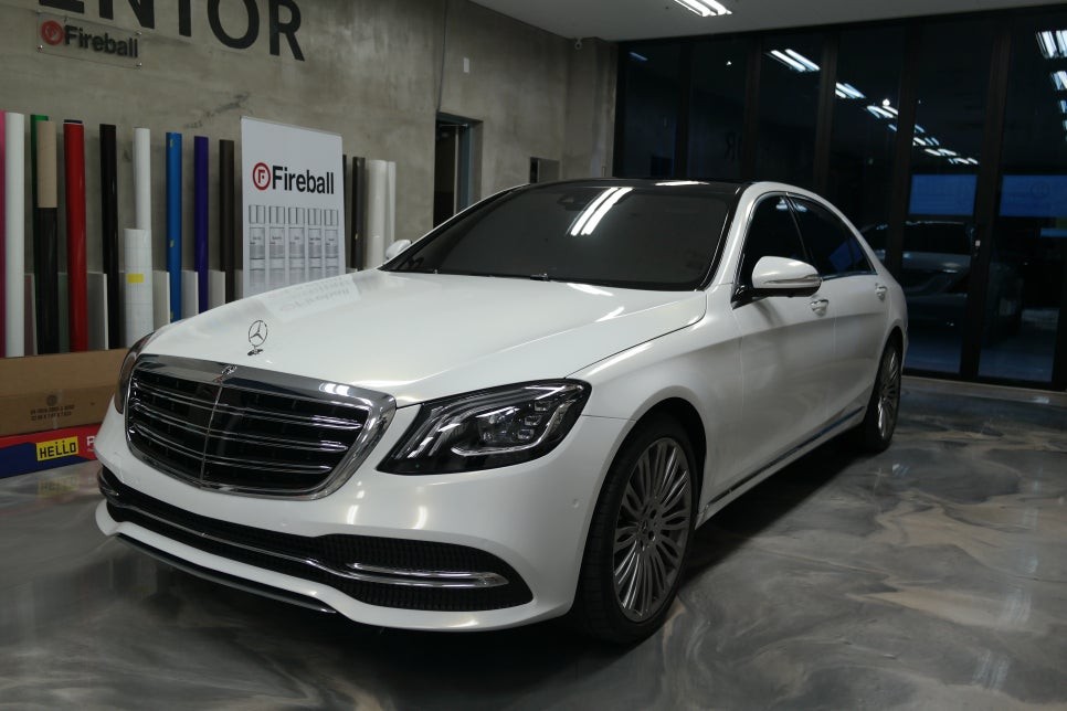 평택랩핑 벤츠 S560 3M1080 화이트골드스파클 전체랩핑 시공!! / 평택시 칠괴동