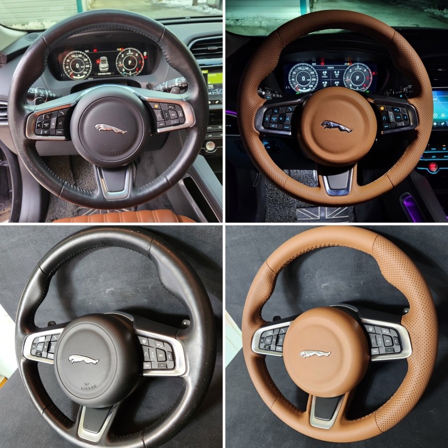 더핸들 재규어 f-pace 핸들컬러변경 가죽교체 작업