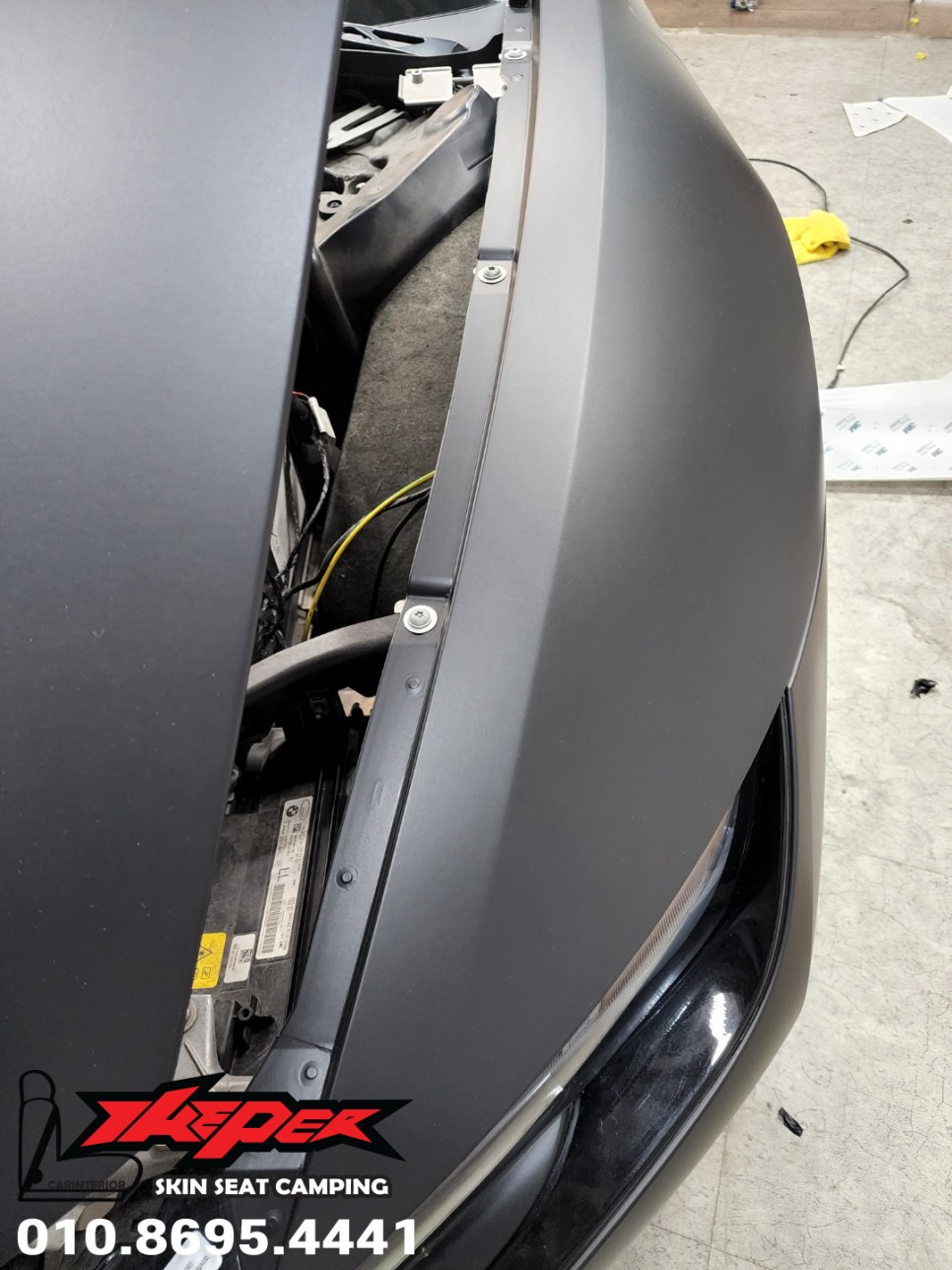 BMW I8 무광블랙 전체랩핑 / 블루 포인트랩핑 / 카스킨 / 카인테리어 / 카시트 / 카커스텀 전문 더퍼 THEPER / 중랑구, 동대문, 광진구, 성동구