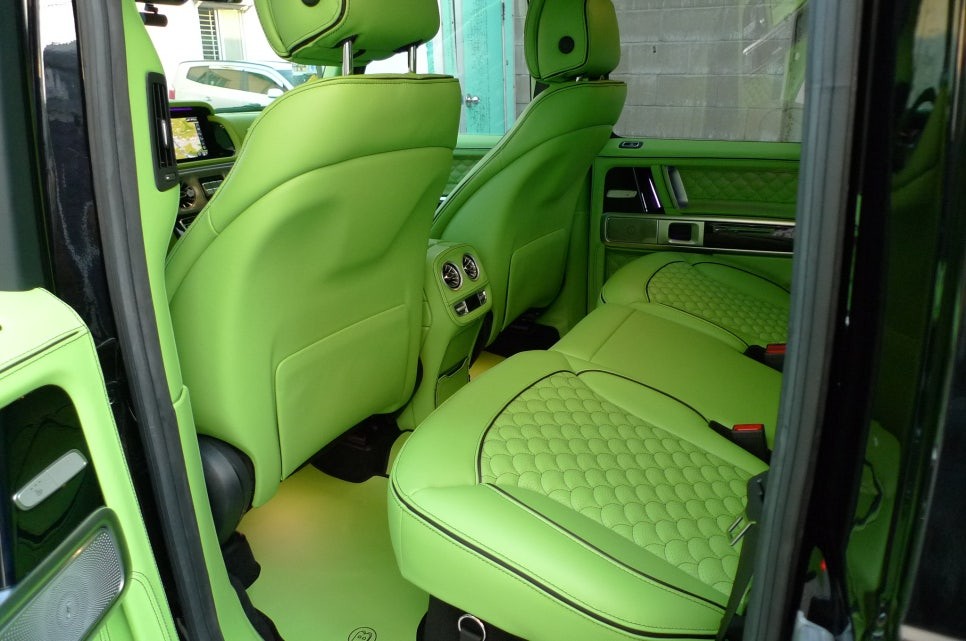 벤츠 지바겐 G63amg (w464) 브라부스 라임 실내풀 인테리어 시공 (나파가죽풀트리밍,천정은하수무드등 설치)