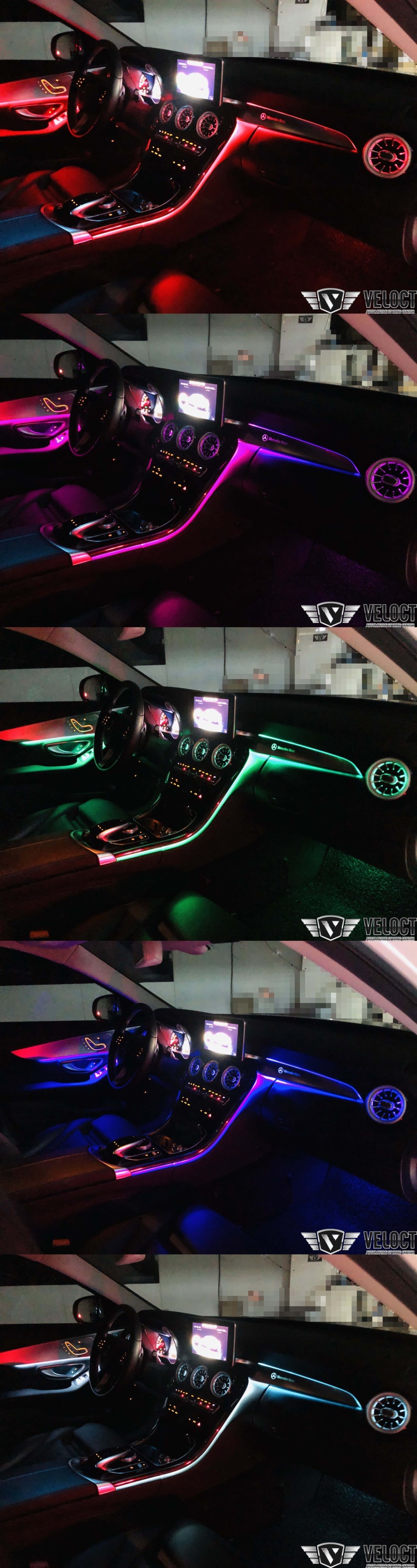 벤츠 W205 C클래스, 3색의 C클래스와 비교불가!! 64색 엠비언트의 매력 즐기기 (송풍구, 대시보드 엠비언트 추가 / 카플레이 모듈까지)