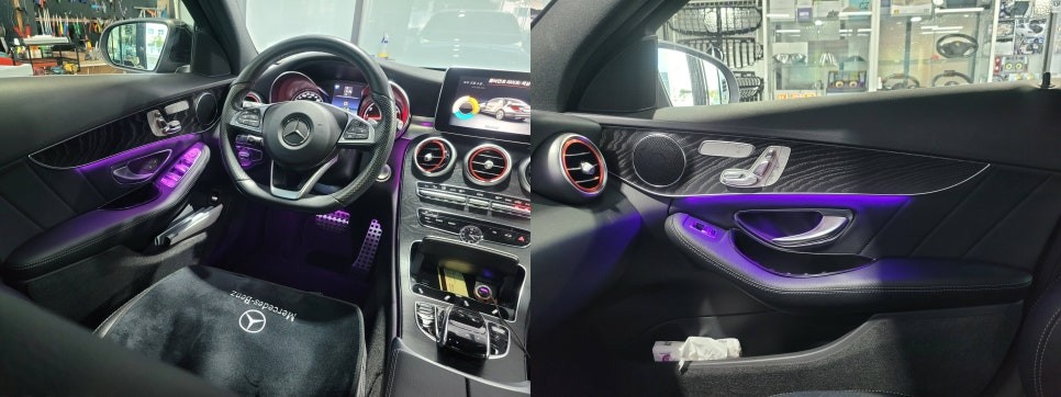 벤츠 W205 C클래스 3색에는 64색 엠비언트 추가, 광량업은 필수입니다!!!