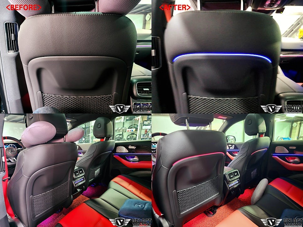 벤츠 신형 GLE400d 쿠페, 인테리어편!! (송풍구, 선글라스 부메스터, 등받이 엠비언트 추가)