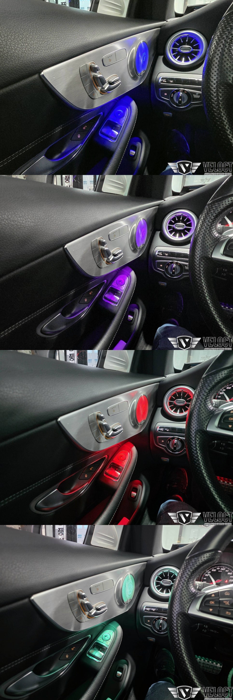 벤츠 C205 C클래스 쿠페, 64색 엠비언트 확장!! 송풍구, 대시보드, 미드레인지 엠비언트 추가로 달라진 무드!!