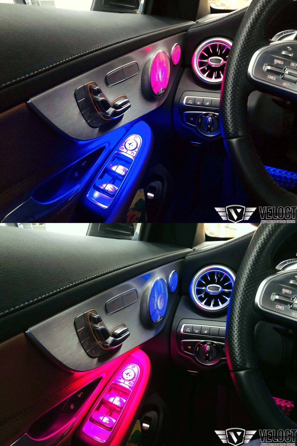 벤츠 신형 C43 AMG 카브리올레에 엠비언트가 없다?! 순정보다 더 화려하게 64색 멀티컬러로 가득찬 인테리어 완성!!!!