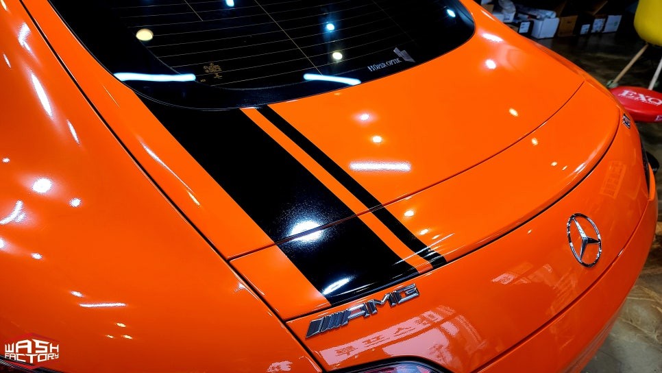 [부천 랩핑] 벤츠 AMG GT 글로스오렌지에 블랙으로 포인트 데칼 시공