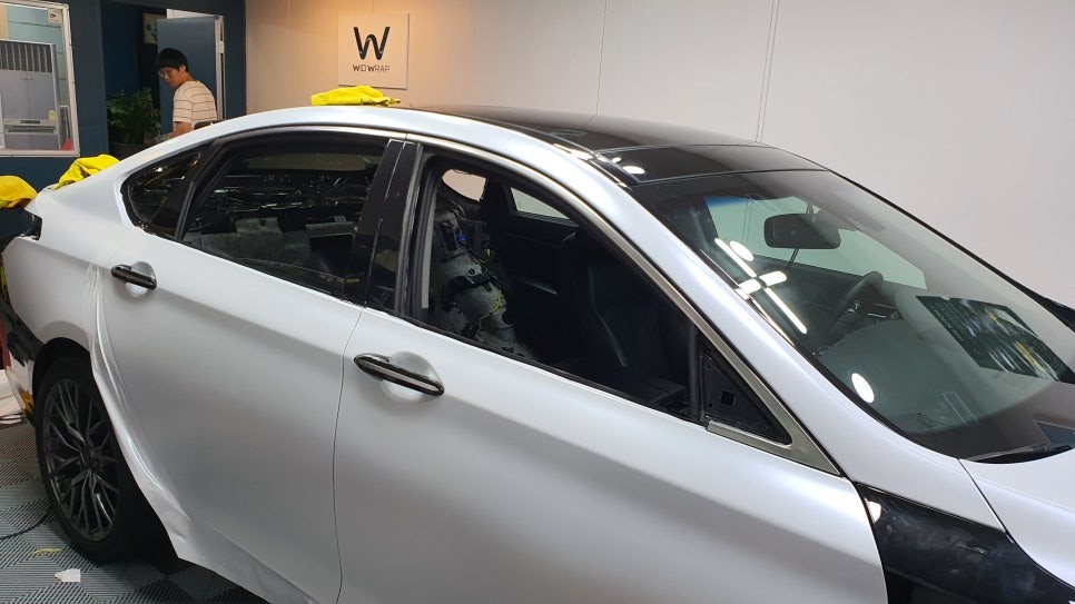 G80(DH) 풀 랩핑 + 열차단 썬팅 시공(카빈스 메탈플래쉬 아이보리, 솔라가드 새턴)명지 국제신도시 녹산 신호동 랩핑 썬팅 PPF 위드랩 / 부산 강서 신호동