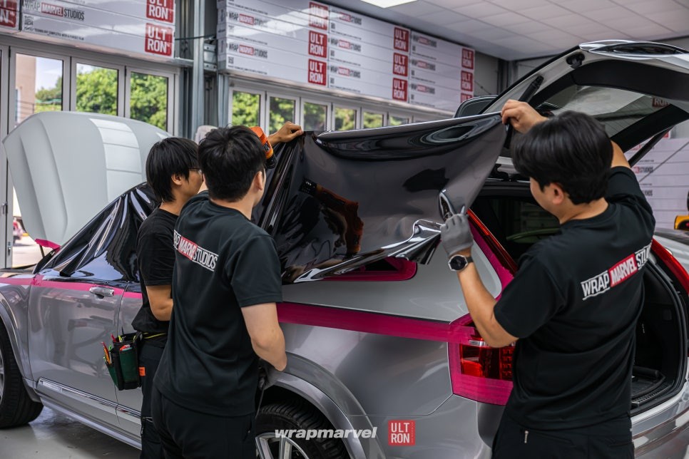 볼보 XC90 듀오톤 랩핑 상하판 투톤 별도 시공, 본넷은 블랙 PPF 광주 차량 랩핑은 랩마블 / 광주 광산구 하남동