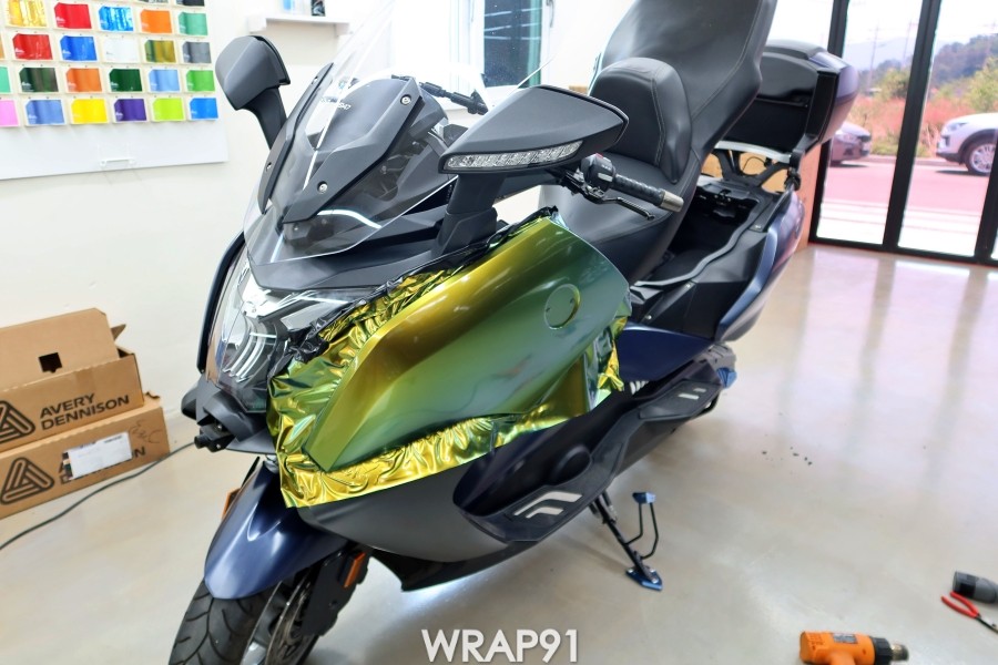 BMW C650 GT 카멜레온 랩핑 - 에이버리 유광 프레시스프링, 경남 부산 바이크랩핑 랩91 / 마산, 김해, 창원
