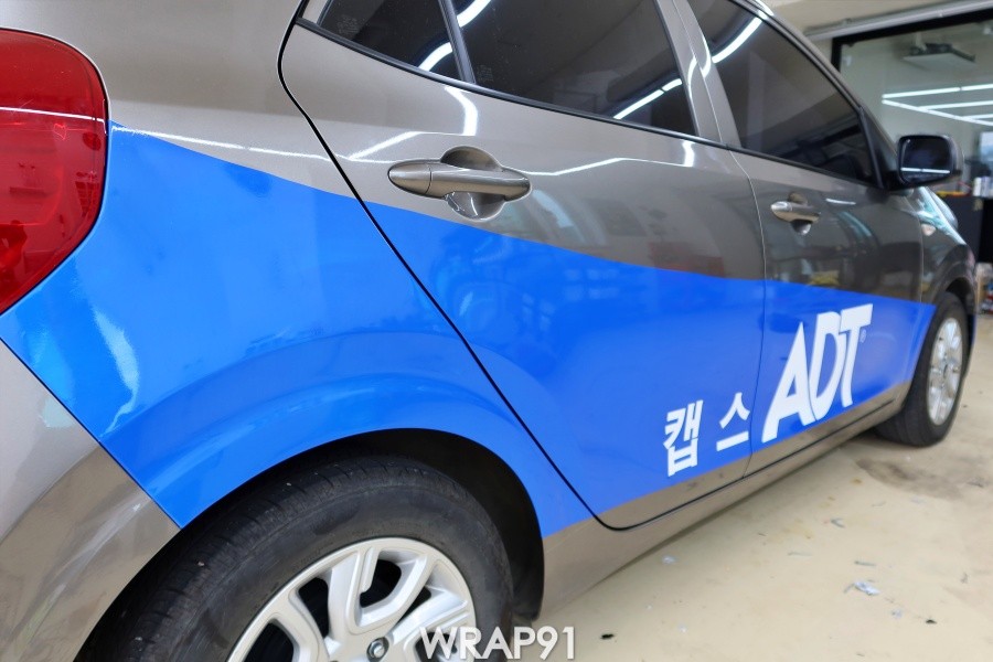 캡스 모닝 차량 신형 데칼 시공기, 경남 부산 자동차 광고 홍보 랩핑 전문 랩91 / 마산, 김해, 창원
