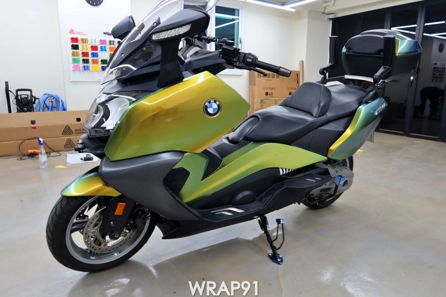BMW C650 GT 카멜레온 랩핑 - 에이버리 유광 프레시스프링, 경남 부산 바이크랩핑 랩91 / 마산, 김해, 창원