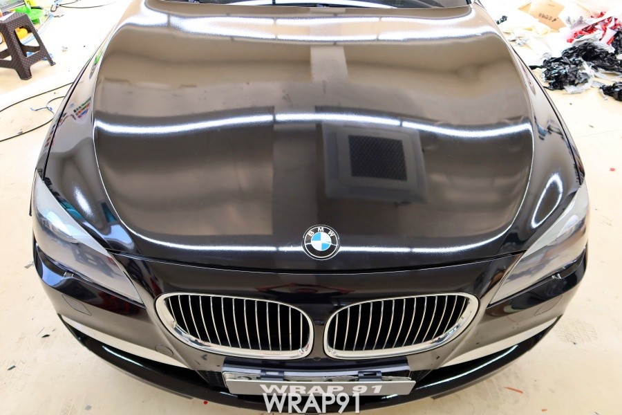 BMW 740li 기존 랩핑 제거 및 전체 랩핑 재시공 - 에이버리 유광블랙, 경남 김해 자동차 래핑 전문 랩91 / 마산, 김해, 창원