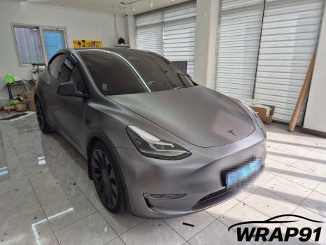 테슬라 모델Y 에어버리 사틴 다크 그레이 전체 랩핑 WRAP91 / 마산, 김해, 창원