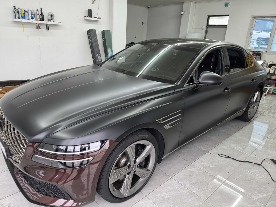 김해랩핑 제네시스 G80 전체랩핑｜OBEL SATIN BLACK 사틴블랙 컬러체인지 / 마산, 김해, 창원