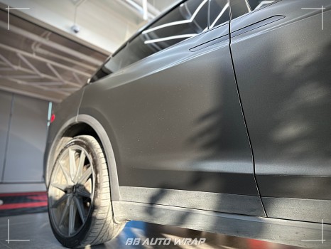 테슬라 모델 X 사고 수리 후 비비 오토 랩에서 3M 사틴 골드 더스트 블랙으로 보험랩핑 재시공하기 / 부산 강서구