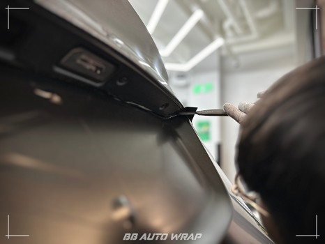 테슬라 모델 X 사고 수리 후 비비 오토 랩에서 3M 사틴 골드 더스트 블랙으로 보험랩핑 재시공하기 / 부산 강서구