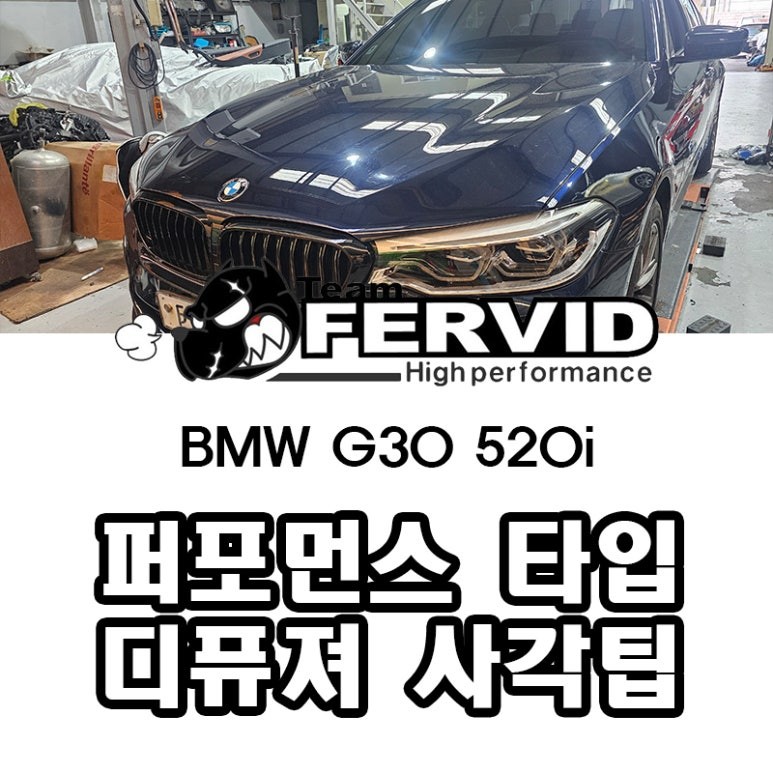 {BMW G30 520i} 퍼포먼스 타입 듀얼 디퓨져 + 순정 싱글 사각팁 조합