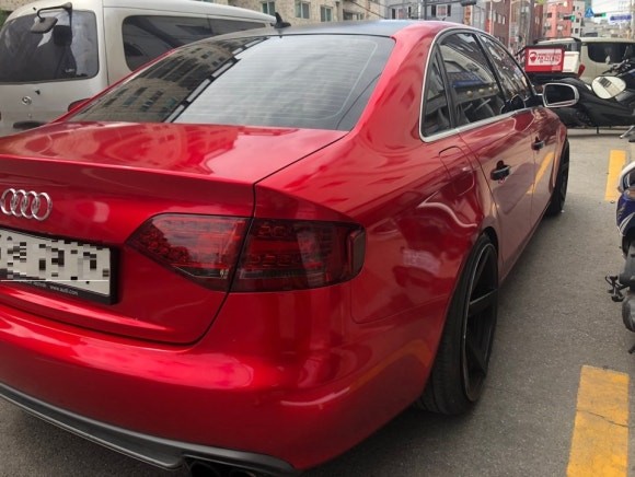 사틴블랙랩핑 제거후 빨간 아우디로 전체랩핑시공 / 구리시 갈매동